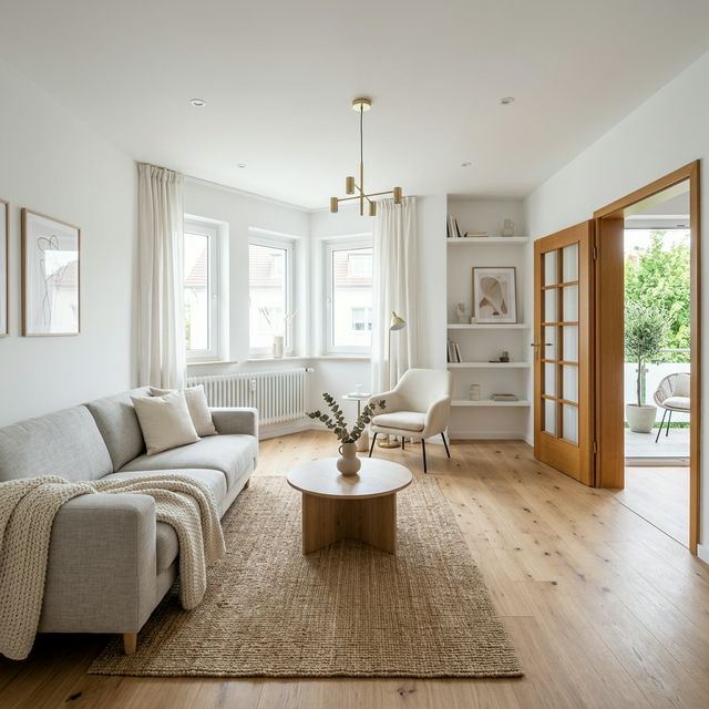 Wohnzimmer nach professioneller Aufbereitung und Staging